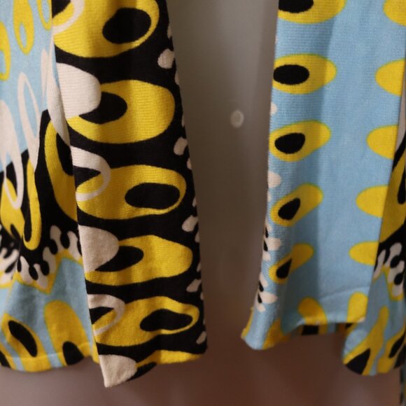 Venini Y2K Cropped Bold Colorful Geometric Print Open-Front Cardigan XL - Picture 8 of 16